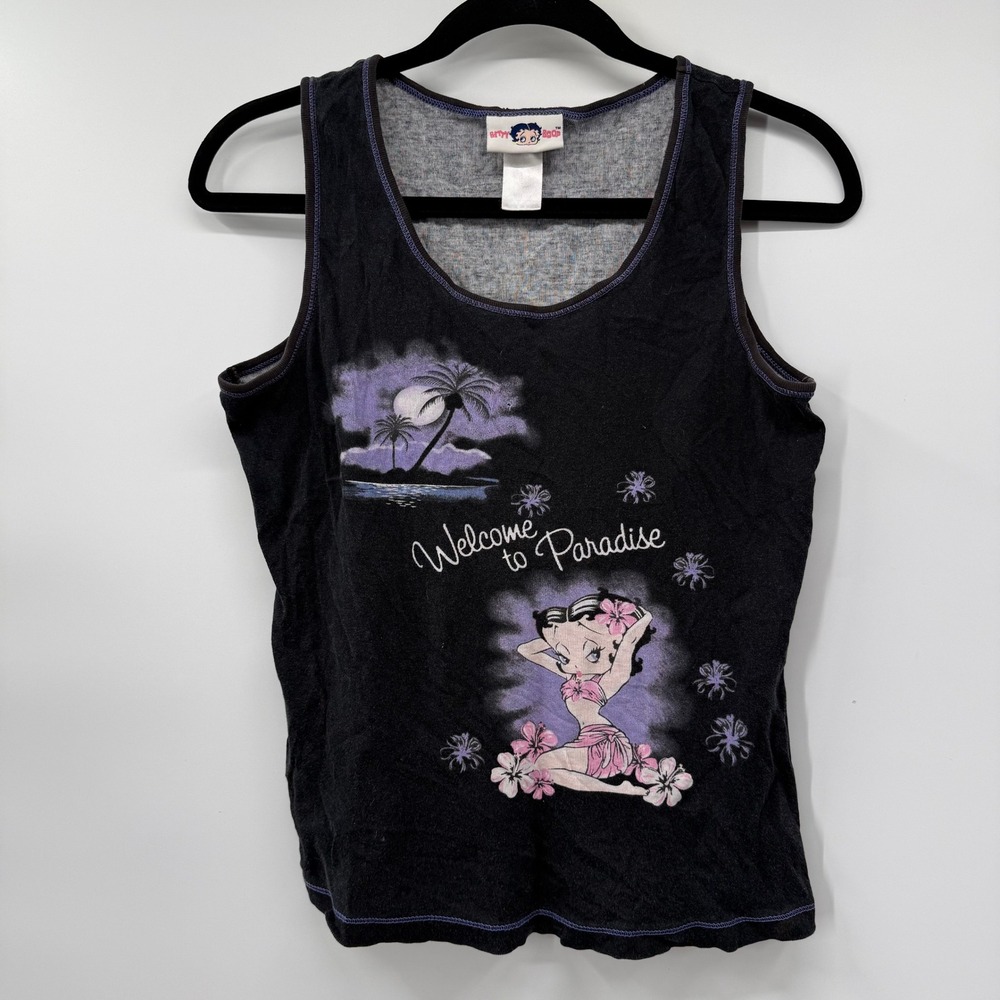 Betty Boop Womens Size Small Y2K Shirt Tank Top Welcome to Paradise